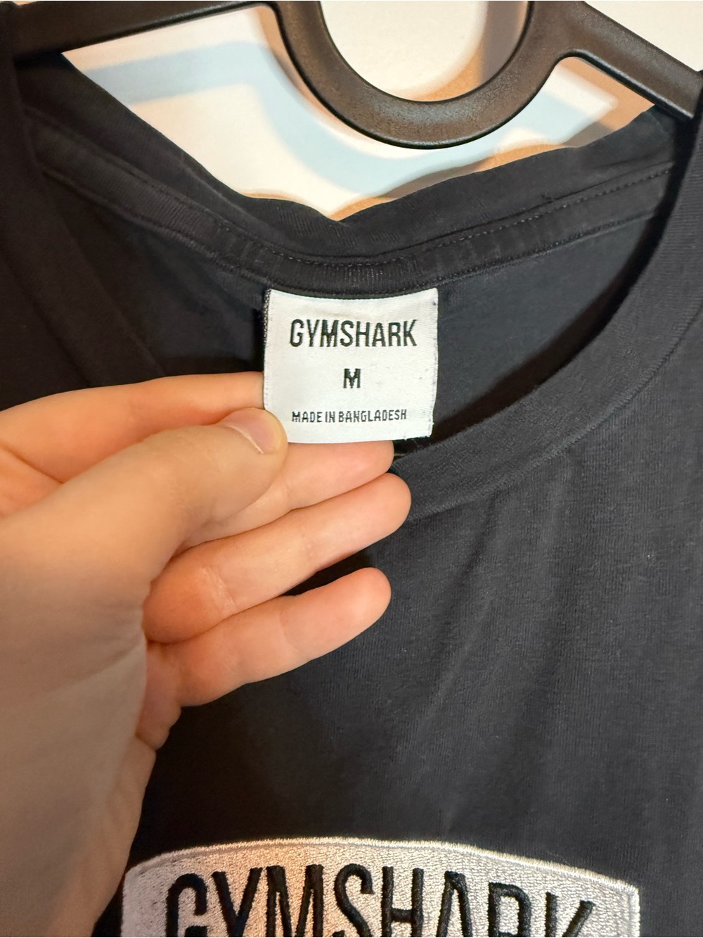 Gymshark Black Muscle Tank with White Logo Patch - Picture 3 of 3